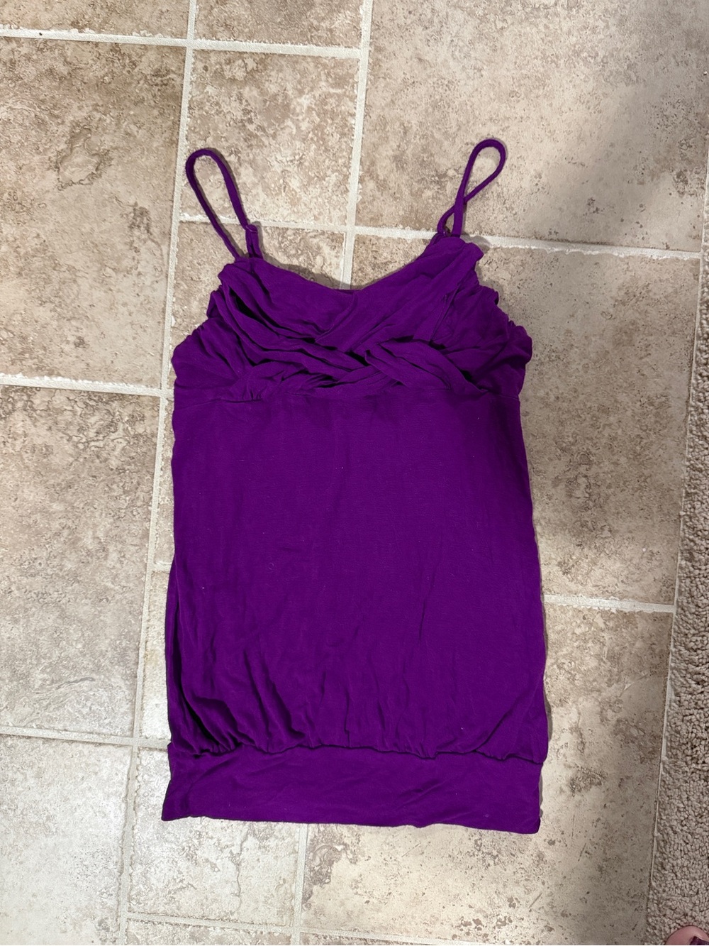 Y2K Purple Spaghetti-Strap Ruched Tank Top